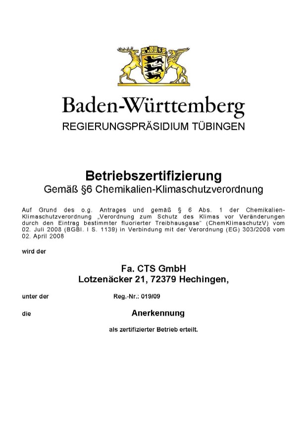 Betriebszertifizierung Gemäß §6 Chemikalien-Klimaschutzverordnung